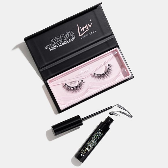 Glamnetic Livin' Lashes and Liquid Magnetic Eyeliner Set - False Eyelashes NWT - Picture 1 of 3